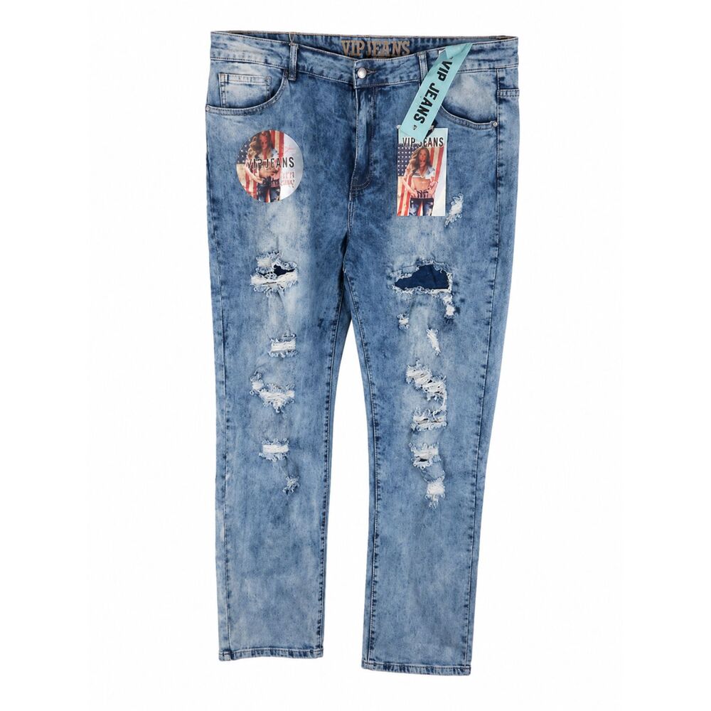 VIP Jeans Women's Distressed Skinny Jeans Light Wash NWT Size 21/22